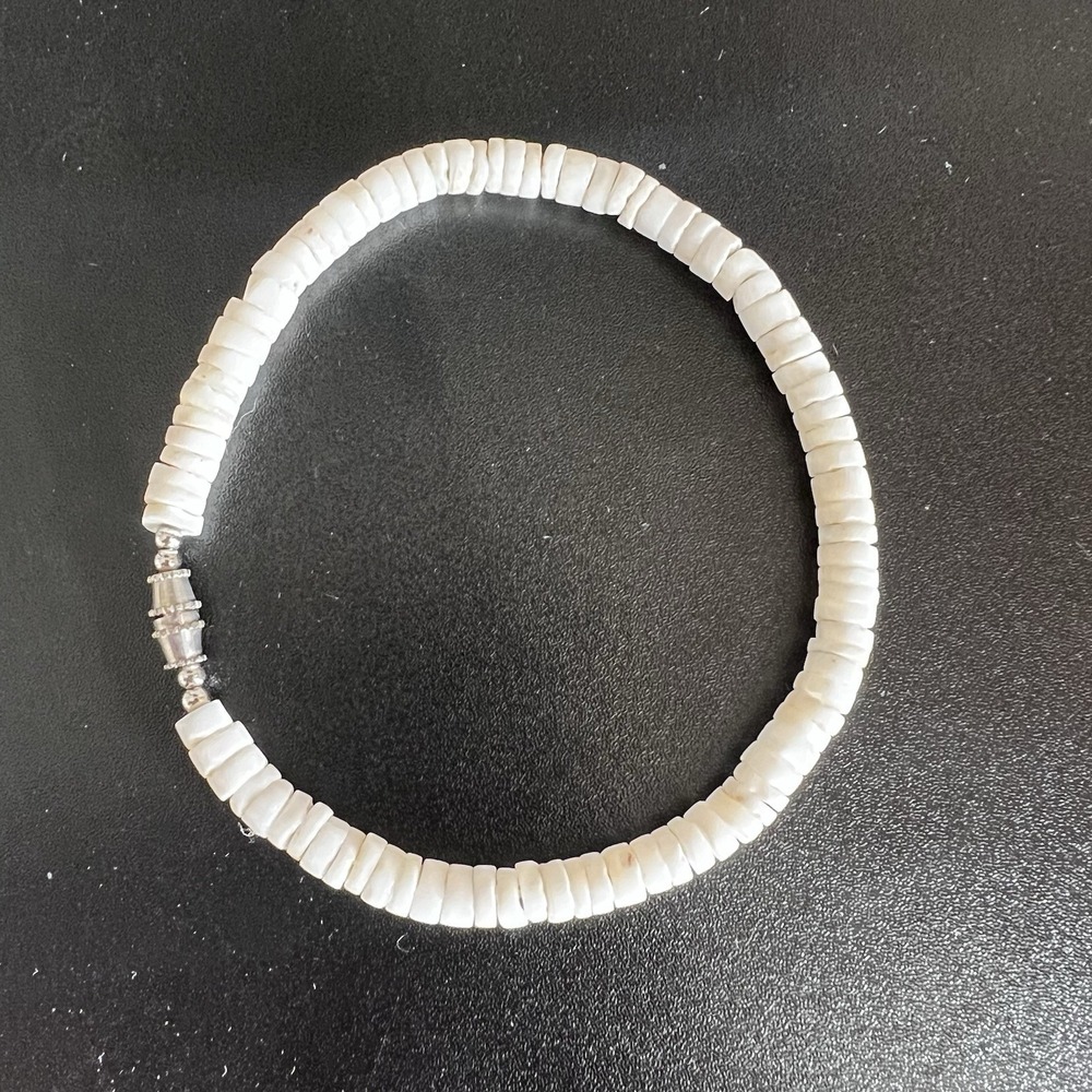 Vintage Exotic Hawaiian Round Puka Shell Bracelet/ Anklet 9.5"